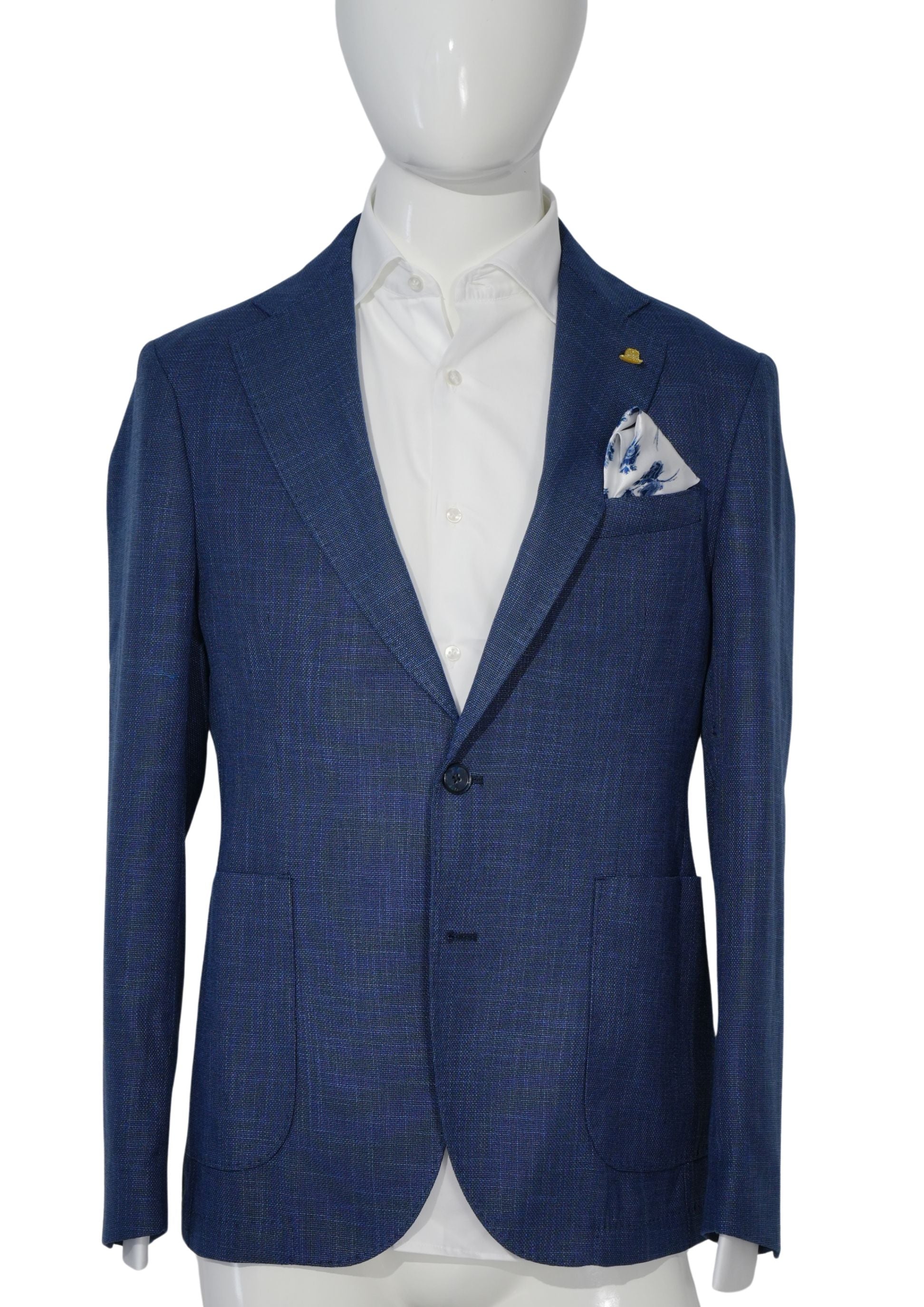 Giacca monopetto in lino denim