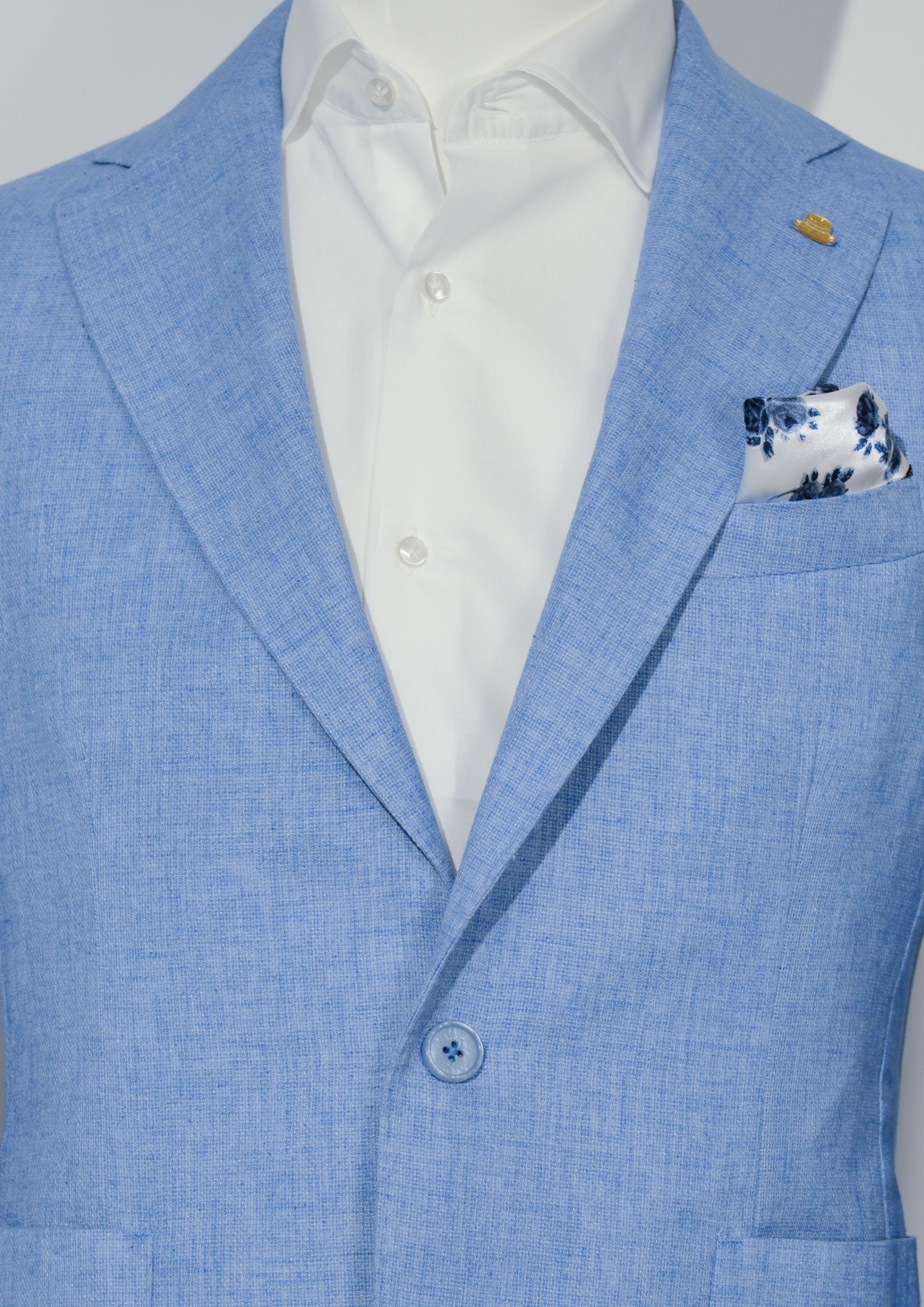 Giacca monopetto in lino celeste