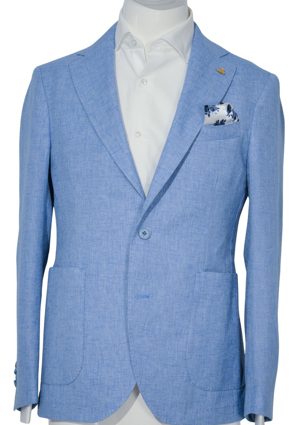 Giacca monopetto in lino celeste