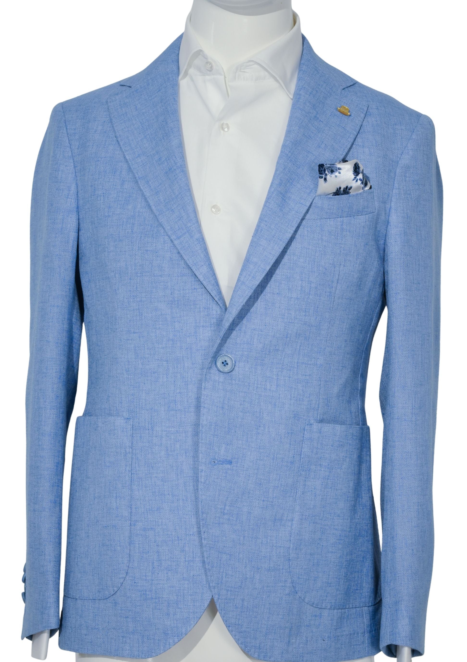 Giacca monopetto in lino celeste