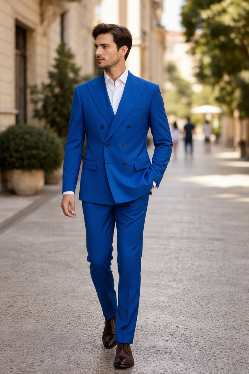 Abito Doppiopetto Blu Royal